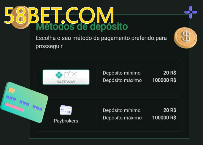 O cassino 58BET.COMbet oferece uma grande variedade de métodos de pagamento